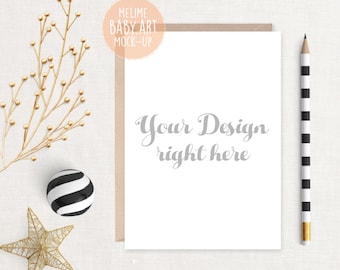 Download Free Card Mockup, Black and Gold Scene Mockup, 5x7 invitation Mockup, Styled Photography Mockup, Card and Envelope, Cards Mockup (5x7GOLD) PSD Template