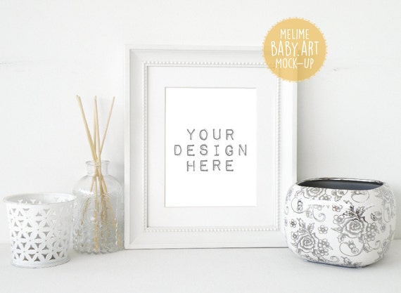 White Frame Mockup 8x10 Frame Mockup Styled Photography Mock
