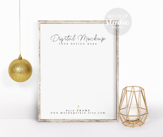 Gold Scene Christmas Mockup Frame Mockup Christmas Print Mock