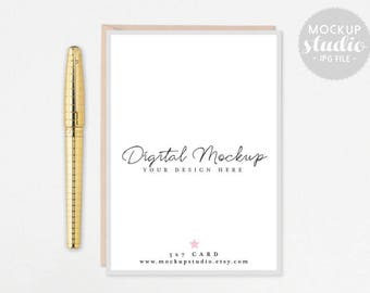 Download Free Modern Card Mockup Styled Photography Mock Up Gold Pen Cards Mockup 5x7 Invitation Card Mockup B4 Mock Flyer Mockup Vectors Photos And Psd Files PSD Mockup Template
