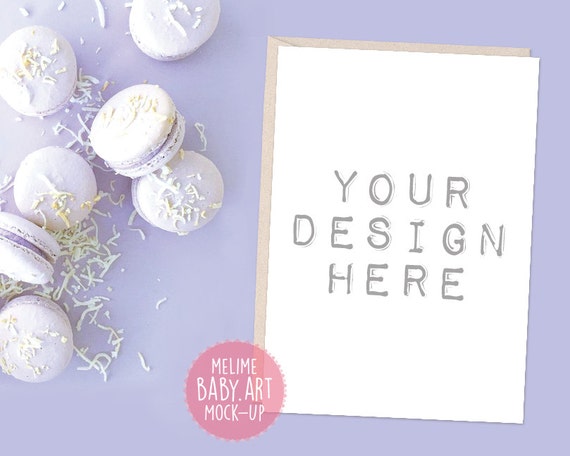 Party Invite Mockups 5x7 Card Mockup Styled Macarons Photography