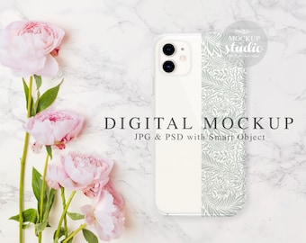 Feminine iPhone Cover Mock-up, PSD iPhone Mockup, Styled iPhone Photography Mockup, Floral iPhone Case Mock up, PSD Smart Objects Mockup