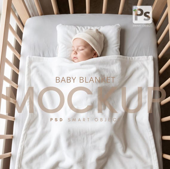 Infant Blanket POD Mockup: 30x40 Digital PSD Template (Digital Download)