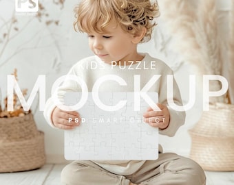 Barnpussel-MOCKUP, digitalt pussel för barn med 30 bitar i PSD-format, direktnedladdning