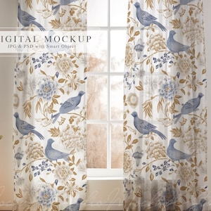 Curtains Country Mockup, PSD Smart Object, Sheer Fabric Mock-up, Stock of Mockup Photography Style Curtains, Transparent Curtains Mock