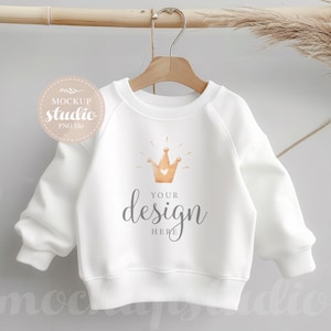 Kids White Sweatshirt Mockup, Boho Apparel (Digital PNG)