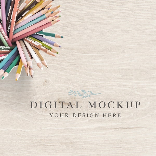 Back to School Mock-up, Kids Mockup, Light Ristic Wooden Background Mockup, Kids Art and Craft Mock-Up, Kids Pencil Desk Mockup