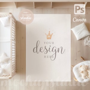 Kinderzimmer Teppich Mockup PSD, Neutrale Töne Kinder Carper Digital Mock up, PSD Digital Download für Kinderzimmer Innendekoration