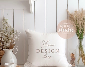 Pilow Cover MOCKUP, Farmhouse Pillow Mockup, Blank Throw Pillow Mockup, Flat-Lay PNG Pillow Mockup, Country Styled Stock Photography