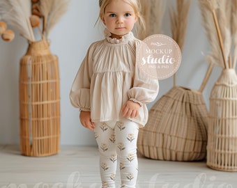 Kids Leggings Mockup, All-Over Print Pants, PSD JPG (Digital Download)