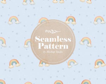 Modèle sans couture aquarelle arc-en-ciel - Impression textile pour chambre de bébé style scandinave