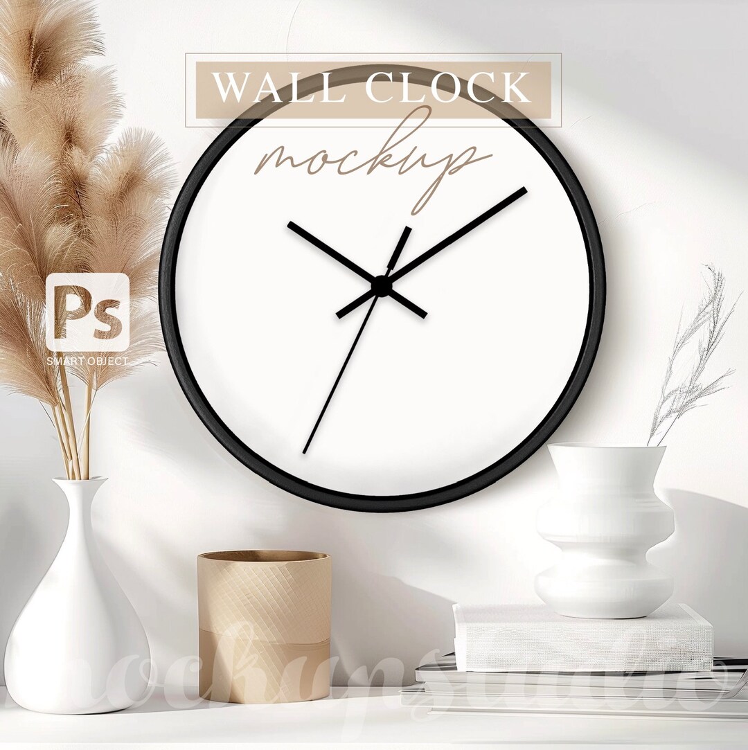 Minimalist Wall Clock Mockup PSD, Kids Room Decor - Etsy