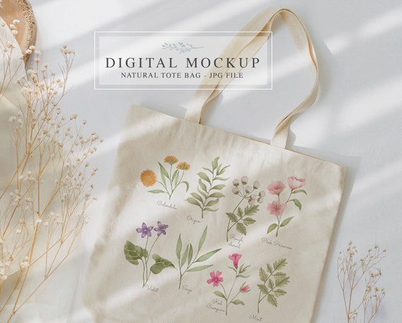 Shopping Tote Mock-up, Tote Bag Naturale Mockup, Borsa Di Tela Mockup Boho,  Borsa Tote Mockup Estetico 