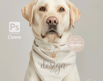 Dog Bandana Mockup, Pet Apparel Template (PSD & PNG)