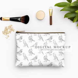 Clear Canvas Zipper Bag Mockup, Makeup Pouch Mockup, PSD Mock up, Accessory Pouch Mockup, Make-up Bag Mockup