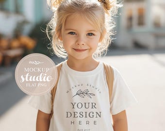 Toddler T-Shirt Mockup: White Kids Tee, Boho Style (PNG Download)
