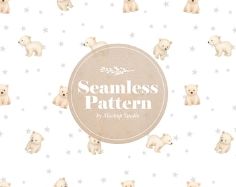 Modèle sans couture de bébé ours polaire - Textile minimaliste pour chambre d'enfant à imprimer