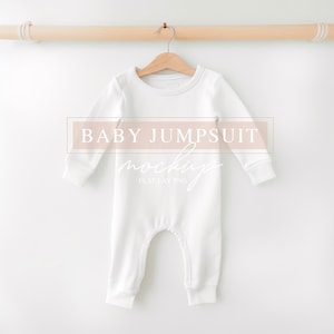 Baby Jumpsuit Mockup: White Bodysuit Flat-Lay (PNG Digital Download)
