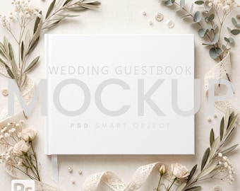 Maquette de livre d'or de mariage PSD (8 x 10 pouces) - Journal élégant avec objet intelligent
