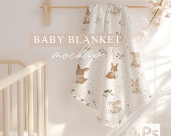 Mockup di coperta per neonati neutra, oggetto intelligente PSD (30 x 40 pollici)