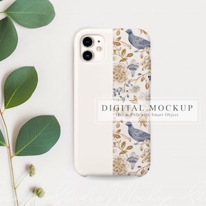 Phone Case Mockup, iPhone Cover Mockup PSD smart object, Fotografia iPhone in stile eucalipto, Minimal Smartphone Cover Mockup