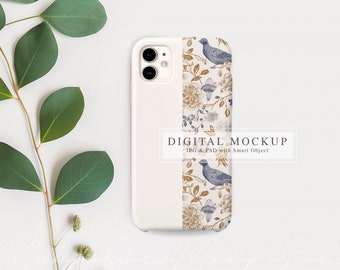 Eucalyptus iPhone Case Mockup, PSD Smart Object (JPG & PSD)