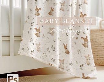Baby Blanket Mockup: Velveteen, Neutral Gender (PSD Smart Object)