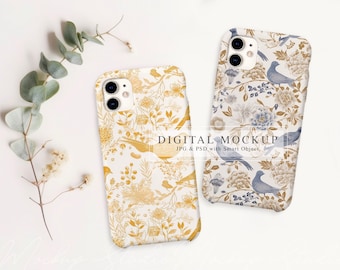 Two Phone Cases Mockup, Minimal Smartphone Cover Mockup, PSD Phone Case Mockup, Eucalyptus Styled iPhone Photography