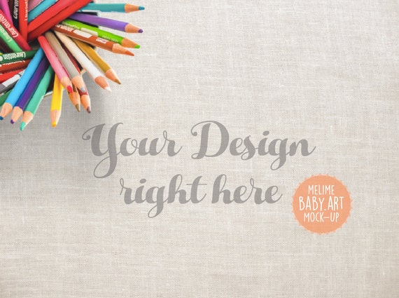 Colorful Pencils Mockup Crayons Desk Mockup Styled Etsy