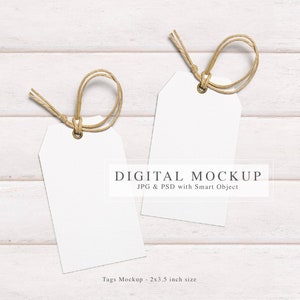 Clear Tag Mock up, Mockup di tag di ringraziamento 2x3,5, Mockup di tag favore di nozze toni crema, Mockup di tag regalo minimalista