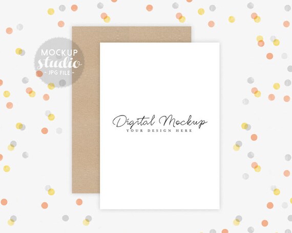 Party Invite Mockup Confetti Background Mockup 5x7 Card Etsy