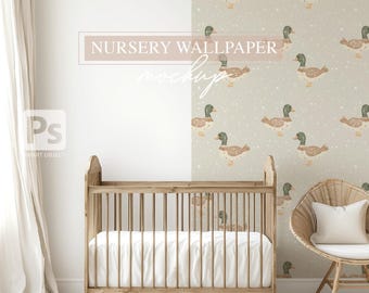 Nursery Wallpaper Mockup, Baby Room Decor (Digital Download)