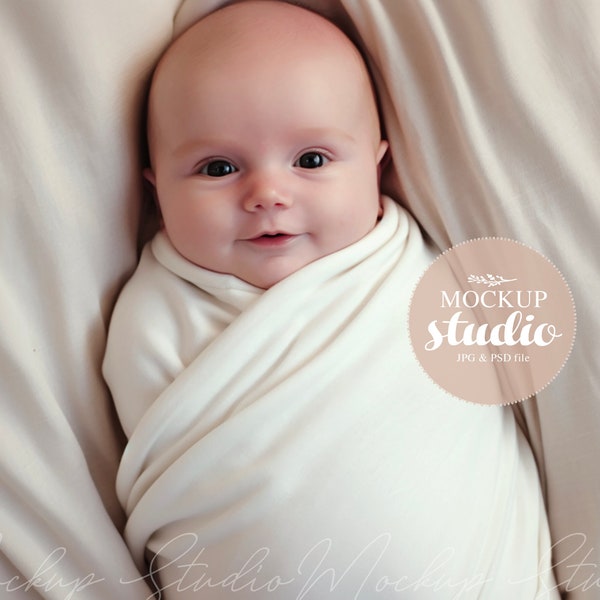 Jersey Swaddle Mockup, Baby Blanket Mockup, Infant Jersey Blanket Minimalist Mock-up, PSD Smart Object Mockup