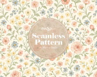 Padrão digital floral vintage em aquarela sem emendas: papel de parede floral estilo Liberty (download digital)