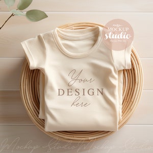 Toddler Tee Mock-up Minimalist, Toddler Bella+Canvas 3001T Natural Color, Clear Flat-Lay T-shirt Mockup, Toddler Folded TShirt Mockup