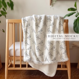 Nursery Blanket Mockup, PSD Smar Object Mockup, Baby Blanket Mock-up plus Free Bonus, White Fleece Blanket Mock, Baby Minky Blanket Mockup