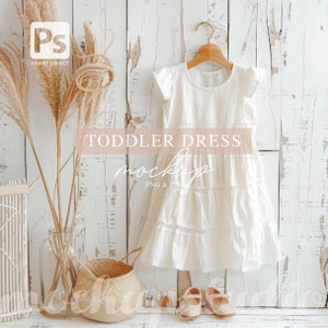 Toddler Summer Boho Dress Mockup for Digital Seamless Pattern Designers, PSD and PNG Mockup, Instant Download for Apparel Design