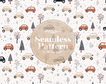 Retro Cars Seamless Pattern, Kids Fabric Print (Digital Download)