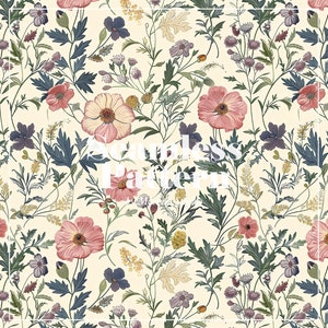 Vintage motif numérique floral botanique sans couture, papier numérique de fleurs pour le scrapbooking, impression florale sans couture, fleurs vintage