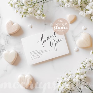 Mockup di biglietto di ringraziamento, Mockup di biglietto regalo 4x6, Mockup di biglietto di ringraziamento minimo, PSD con oggetto intelligente Mockup di biglietto