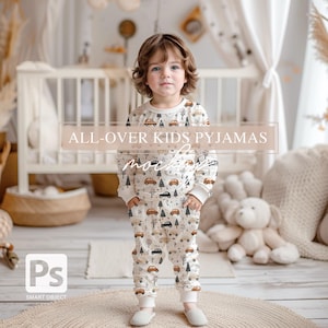 Kids Pajamas Mockup: All-Over Print Sleepwear Set (PSD)