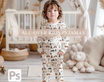 Kids Pajamas Mockup: All-Over Print Sleepwear Set (PSD)