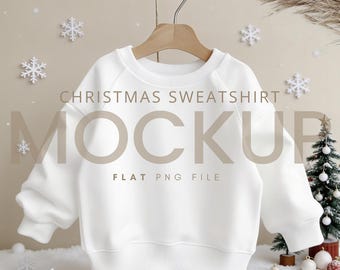 Maquette de sweat-shirt de Noël pour enfants, modèle de vêtement enfant style bohème minimaliste (PNG numérique)