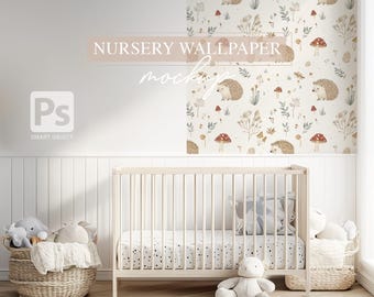 Nursery Wallpaper Mockup, Baby Room Decor (PSD & JPG)