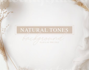 Boho Natural Tones Background, Minimalist Flat-Lay (PNG Digital Download)