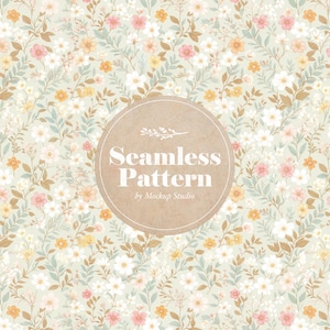 Hermoso patrón floral digital sin costuras, patrón de flores de Liberty, diseño de flores de acuarela verde salvia, rosa y blanco, fondo imprimible
