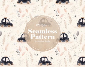 Vintage Tiny Cars Seamless Pattern: Kids Textile, Wallpaper (Digital Download)