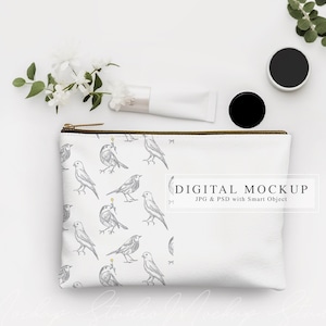 Accessory Pouch Mockup, Clear Canvas Zipper Bag Mockup, Makeup Pouch Mockup, PSD Mock up, Make-up Bag Mockup