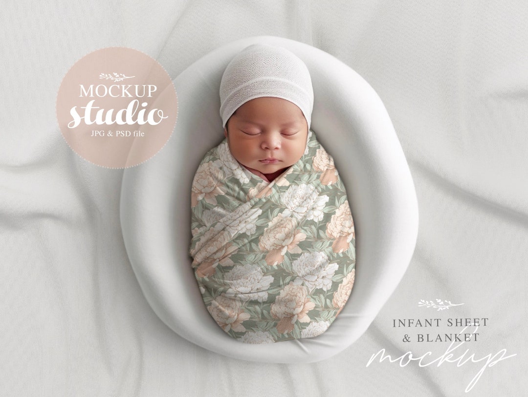 Baby Blanket and Sheet Mockup, Crib Sheet and Swaddle Mockup, Blanket Minimalist Mockup, Free