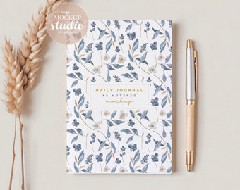 Boho Notepad Mockup, PSD Smart Object, A5 Minimalist Planner Mock-up, Paper Notepad Clear Mockup